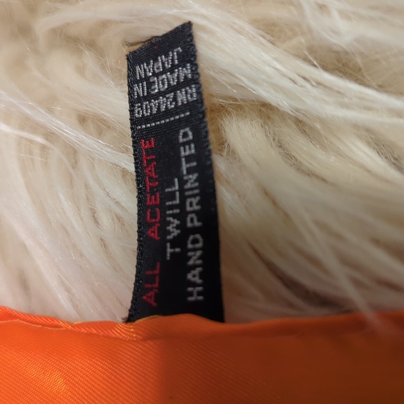 Orange fall colors twill hand printed scarf - Picture 2 of 4